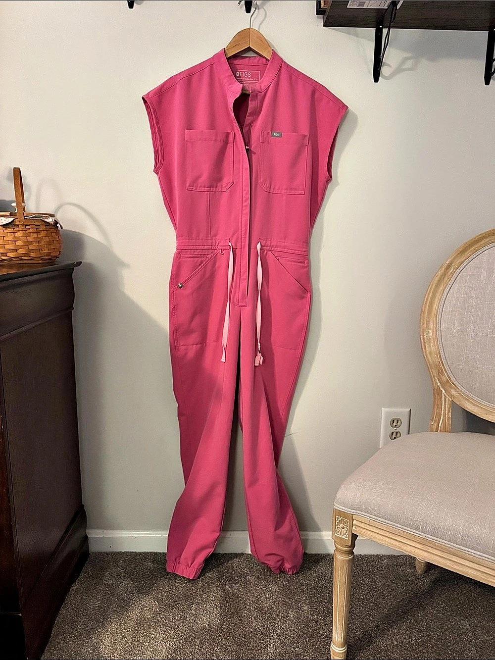 FIGS Rafaela Jogger ScrubJumpsuit Pink Utility Jumpsuit Small